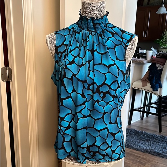 Blue Patterned Women's Top  XL - Picture 1 of 9